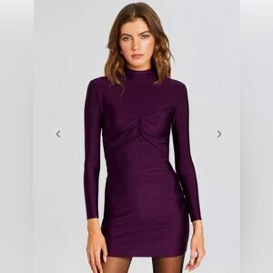 NWT Ser.O.Ya Margie Mini Dress Eggplant Purple Revolve Bodycon Long Sleeve XS